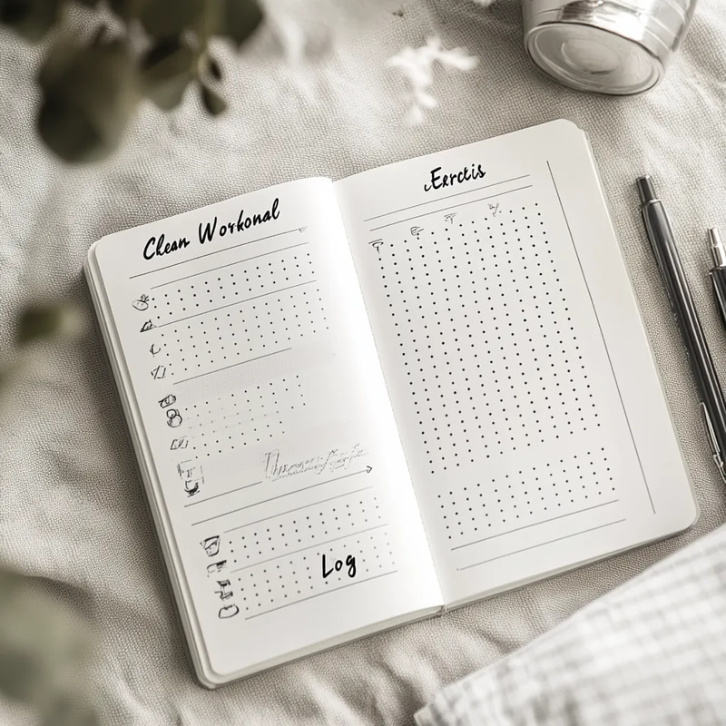 Elegant Exercise Journal - Clean Workout Log - Streamlined Fitness Planner for Health and Wellness Enthusiasts
