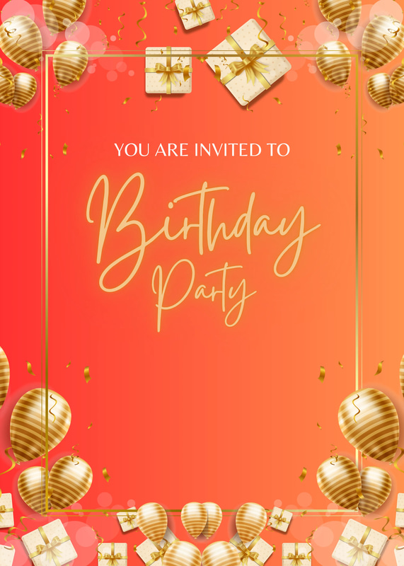 Gold Theme Simple Birthday Invitation - Elegant Birthday Invitation Template for Personal and Business Celebrations