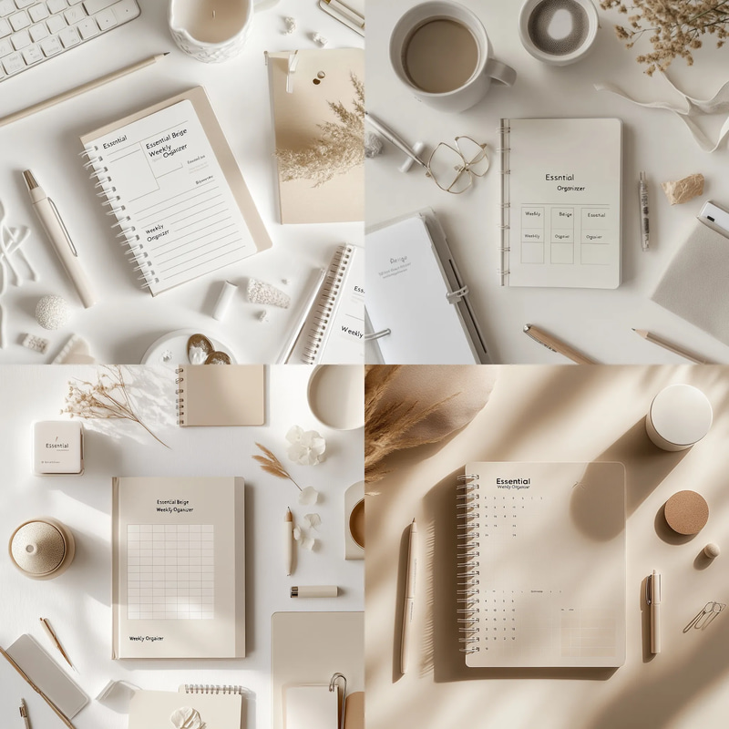 Essential Beige Weekly Organizer - Minimalist Planner for Streamlined Weekly Productivity and Personal Efficiency