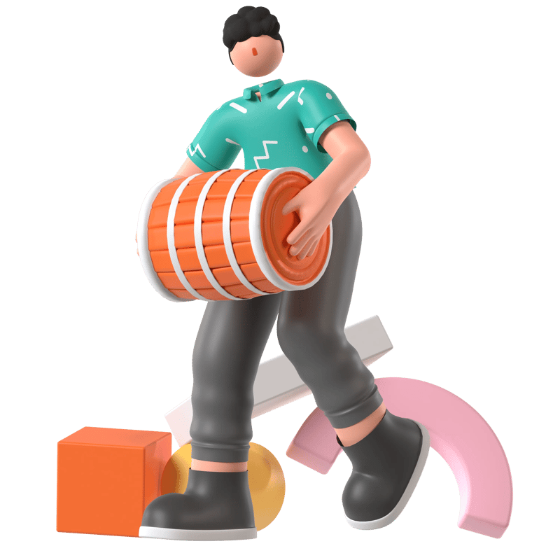 3D Character Man Carrying Barrel - Realistic 3D Human Model for Creative Visuals and Storytelling