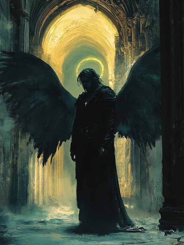 Gothic Angel With Dark Wings - Gothic Digital Art for Dark Aesthetic Creators and Emotional Projects