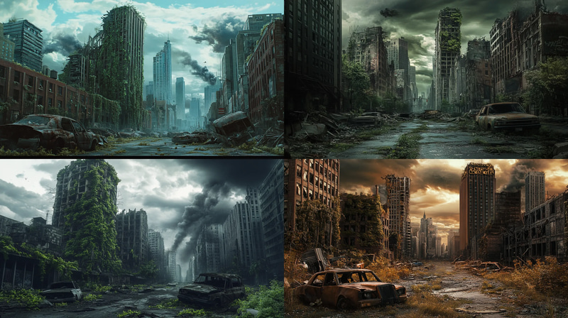 Desolate Cityscape in a Post-Apocalyptic Setting - Immersive Sci-Fi Art for Futuristic Storytelling and Visual Projects