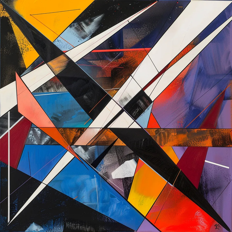 Kinetic Abstract - Sharp Intersecting Forms - Dynamic Abstract Art for Creative Spaces and Design Projects