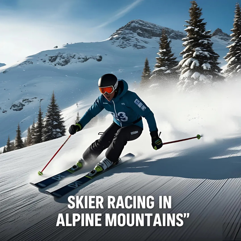 Skier Racing in Alpine Mountains - Dynamic Stock Video for Sports and Fitness Content Creators