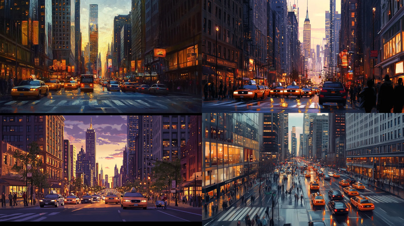 Bustling City Street - Vibrant Urban Landscape Art for Contemporary Spaces and Creative Projects
