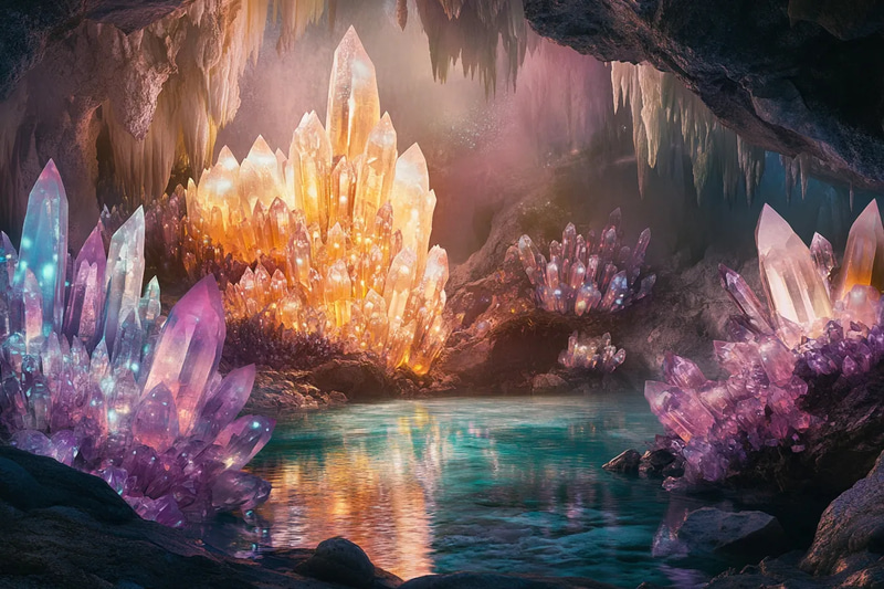Prism Hollow - Chromatic Crystal Grotto - Fantasy Environment Art for Immersive Worldbuilding and Visual Storytelling