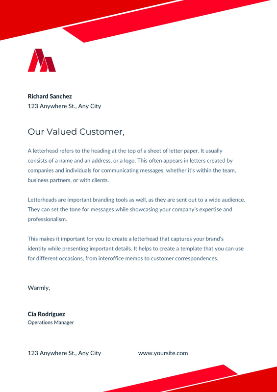 Minimal Business Letterhead Red Clean Style - Sleek Office Templates for Professional Brand Identity and Efficient Document Design