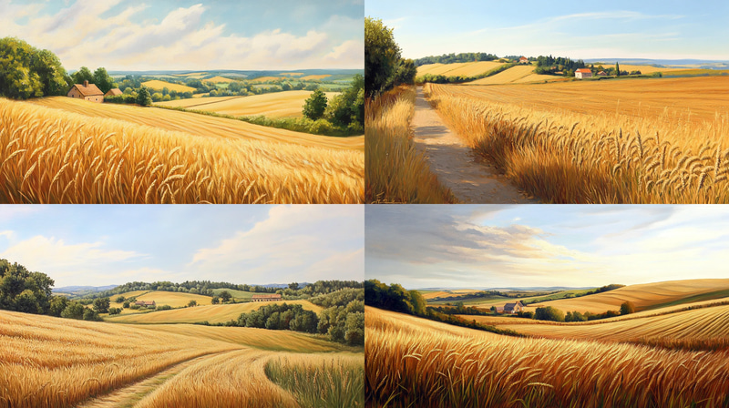 Countryside Fields Painting - Serene Landscape Art for Home Decor and Creative Spaces
