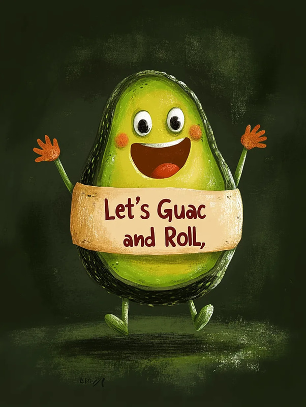 Smiling Avocado with Arms - Funny Wall Art - Playful Digital Decor for Cheerful Spaces and Creative Walls