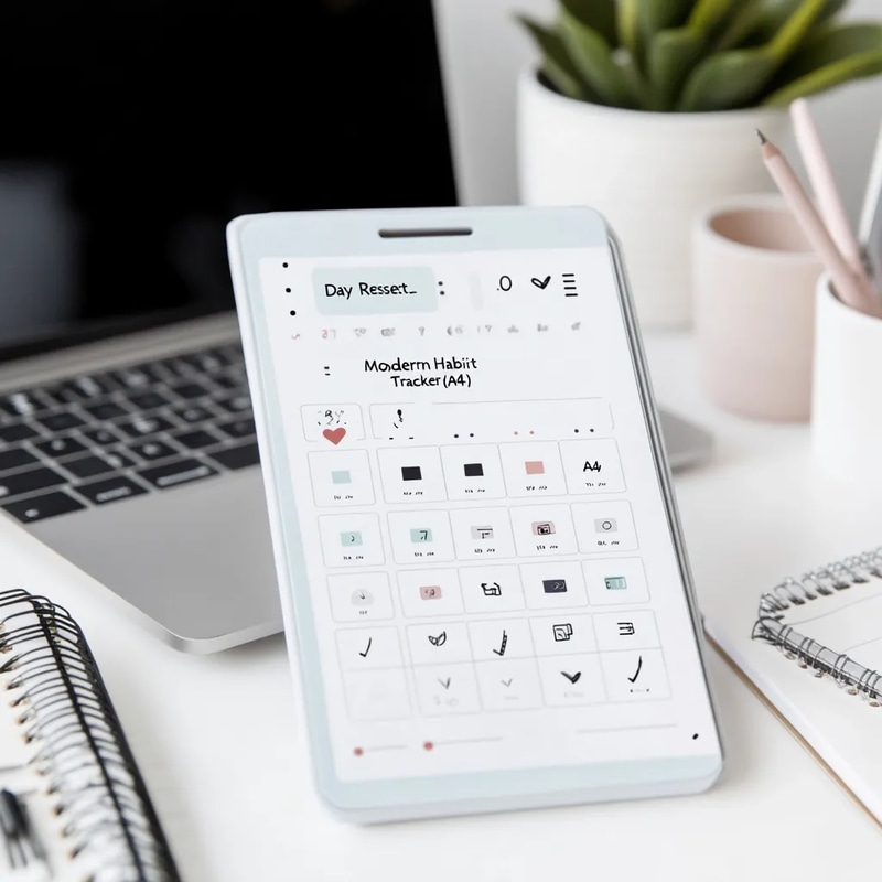 30 Day Reset Modern Habit Tracker - Sleek Self-Care Planner for Mindful Daily Progress and Personal Growth