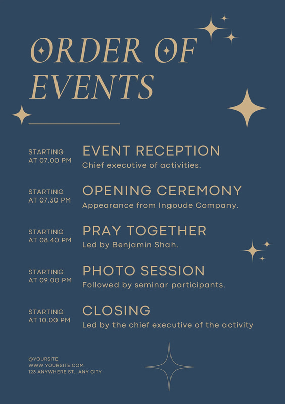 Minimal Blue Brown Event Schedule Sheet - Clean Corporate & Social Program Template for Professional Presentations