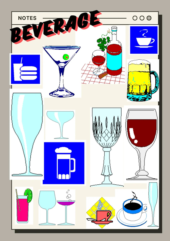 Liquid Gold Beverage Set - Artistic Food & Drink Clipart Collection for Creative Designers