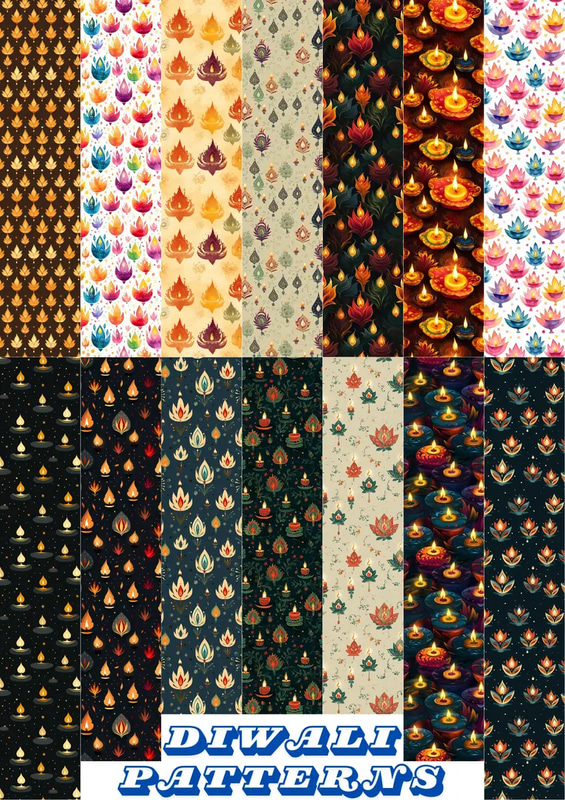 Festive Diwali Celebration Patterns - Sacred Mandala and Spiritual Designs for Vibrant Holiday Decor and Creative Projects