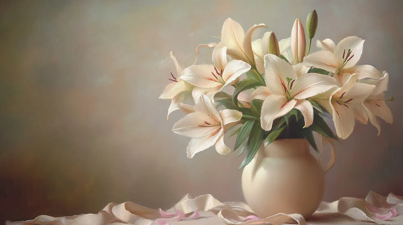Ceramic Vase Still Life Painting - Classic Timeless Still Life Art for Home and Studio Decor