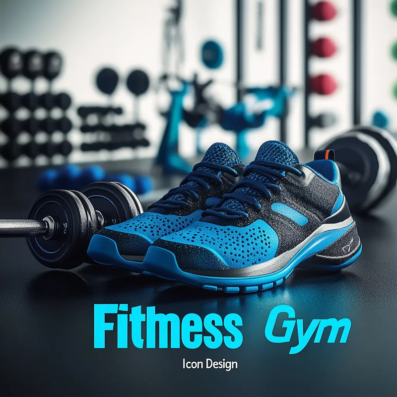 Fitness Gym Icon Design - Sleek 3D Template for Health & Wellness Projects and Digital Branding