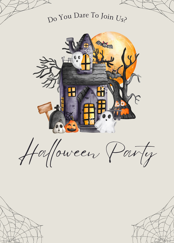 Black Orange Illustrative Haunted House Halloween Party Invitation - Spooky Artistic Invite for Engaging Fall Events