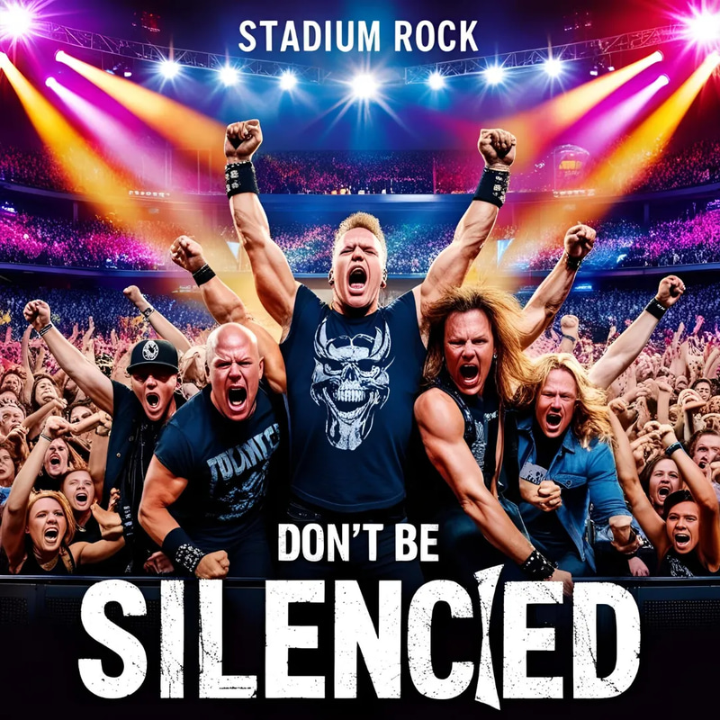 AI Stadium Rock Dont Be Silenced - Cinematic AI-Powered Rock Anthem for Bold Creative Projects and Music Production