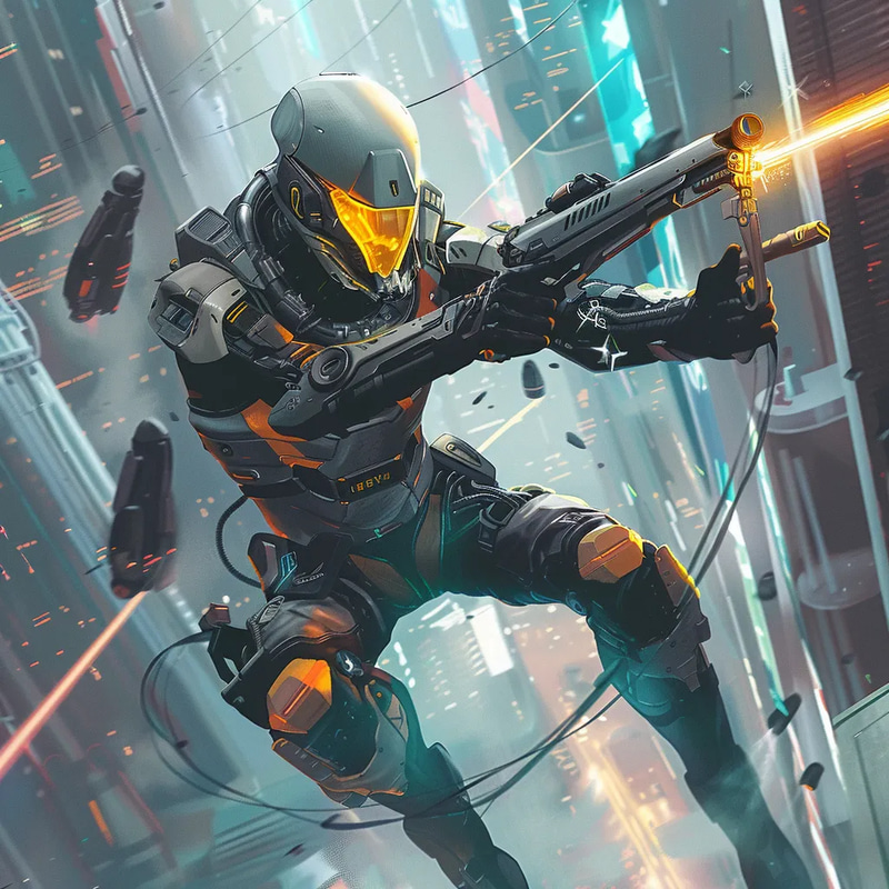 Void Stalker Quantum Bounty Hunter Concept Art - Cinematic Sci-Fi Character Design for Creators and Storytellers