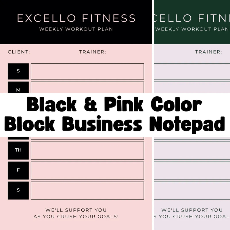 Black & Pink Color Block Business Notepad - Stylish Office Template for Professional Branding and Efficient Workflow