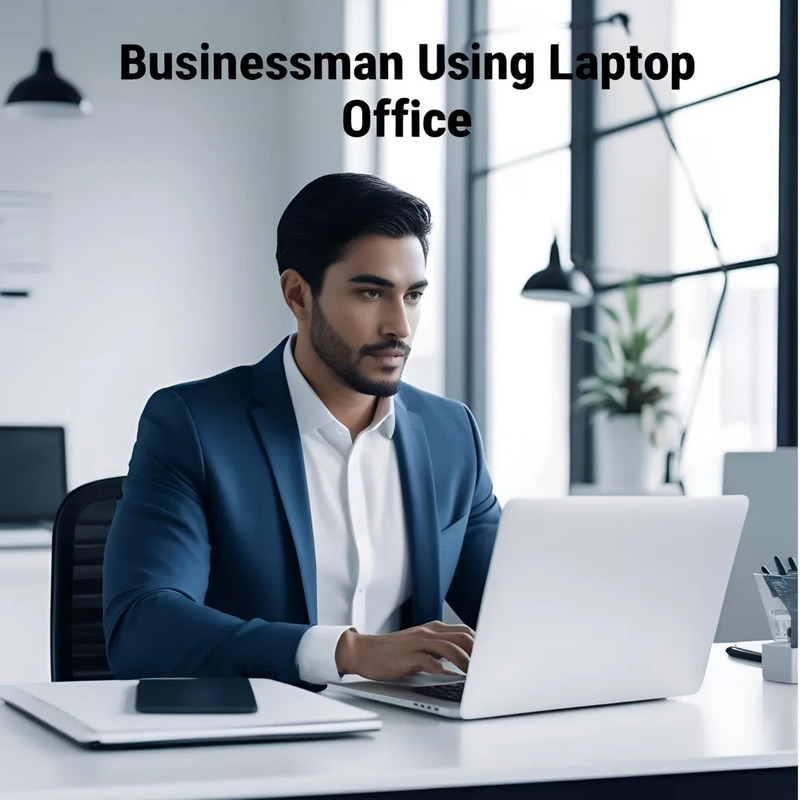 Businessman Using Laptop Office - Cinematic Stock Video for Business, Technology, and Industry Projects