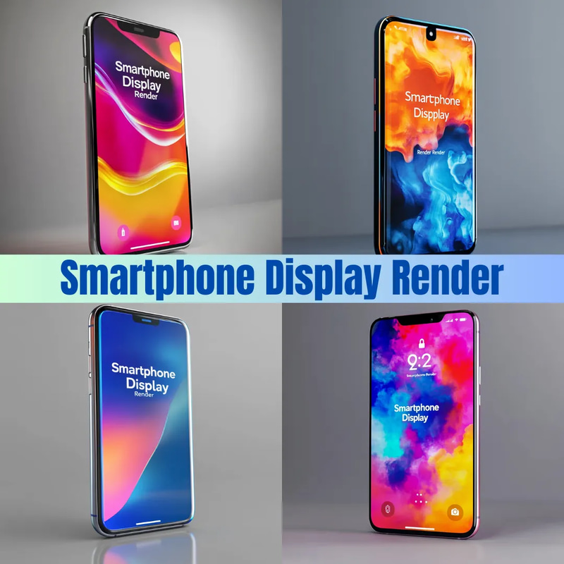 Smartphone Display Render - High-Quality 3D Visualization for Tech Designers and Marketers