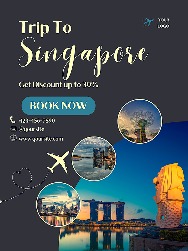 Travel Poster - Blue Modern Portrait Format - Contemporary Banner Template for Travel Brands and Campaigns