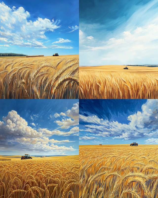 Golden Field Landscape - Serene Rural Scenery Art for Tranquil Home and Office Decor