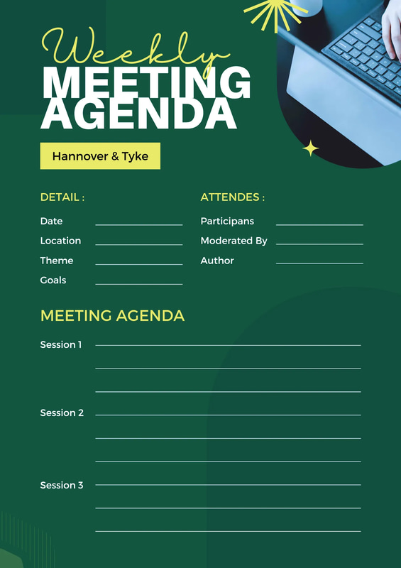 Green Weekly Agenda A4 Document - Professional Memo and Meeting Templates for Streamlined Business Communication