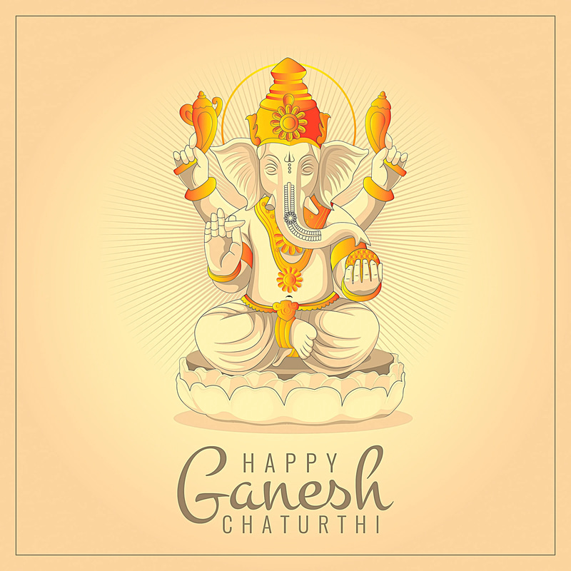 Ganesh Chaturthi Poster - Lord Ganesha Statue Greeting Card - Vibrant Spiritual Celebration Art for Festive Decor and Invitations