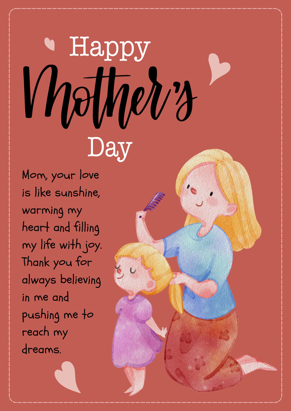 Red Illustrated Mother's Day Card - Heartfelt Floral Design for Warm, Personal Greetings