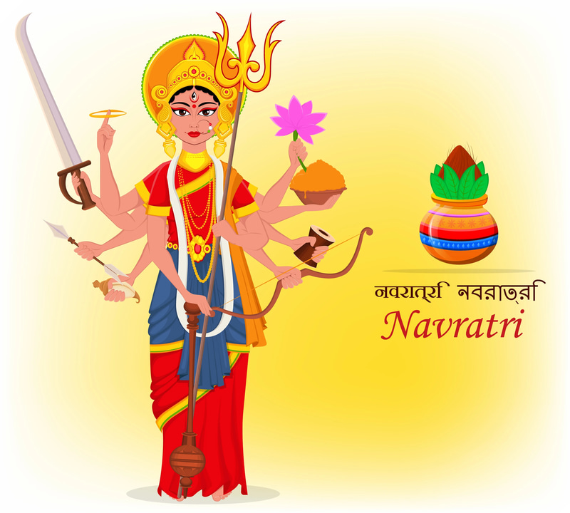 Chaitra Navratri Poster - Vasant Navratri Celebration Design - Vibrant Festive Clipart for Cultural and Event Creators