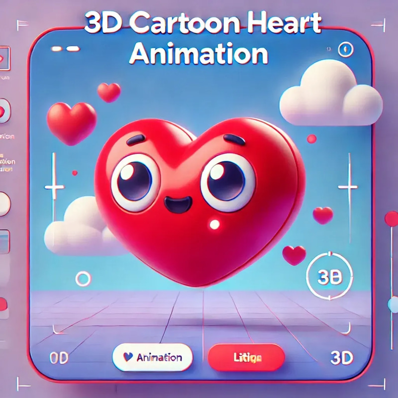 3D Cartoon Heart Animation - Playful 3D Motion Graphic Elements for Creative Video Projects and Digital Storytelling
