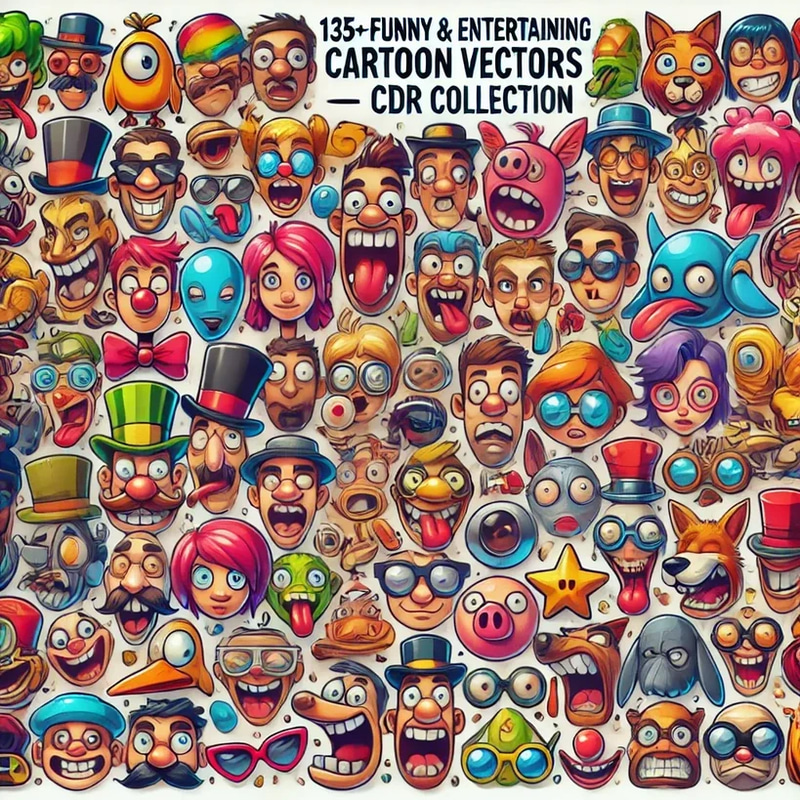 135+ Funny & Entertaining Cartoon Vectors - CDR Collection - Playful Vector Art for Creative Projects and Branding