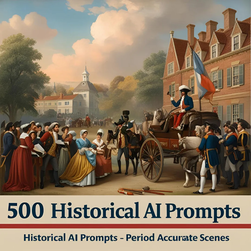 500 Historical AI Prompts - Period Accurate Scenes - Creative AI Art Prompts for Authentic Historical Visuals and Storytelling