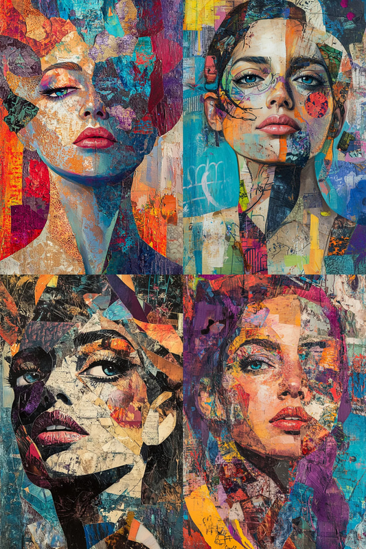 Mixed Media Abstract Female Portrait - Expressive Abstract Portrait Art for Creative Projects and Personal Branding