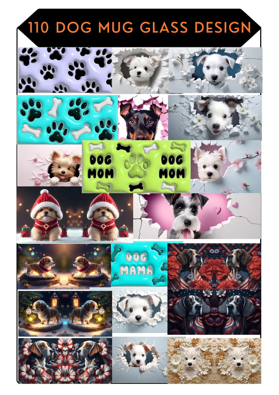 110+ Dog Mug Art Pet Lover Glassware Bundle - Creative Canine Designs for Personal and Commercial Drinkware Projects