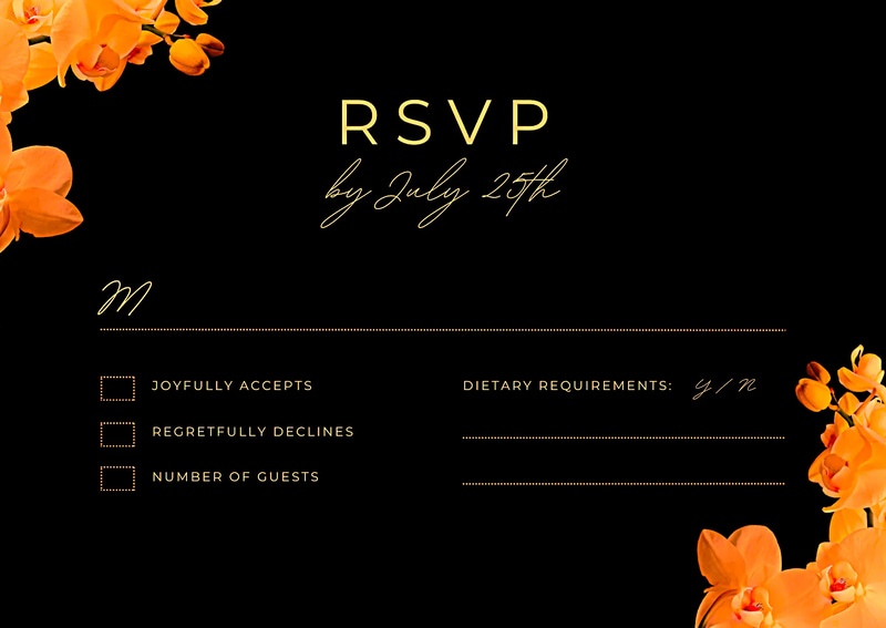 Black Chic Wedding RSVP Template - Elegant Business & Event Invitation Design for Modern Celebrations