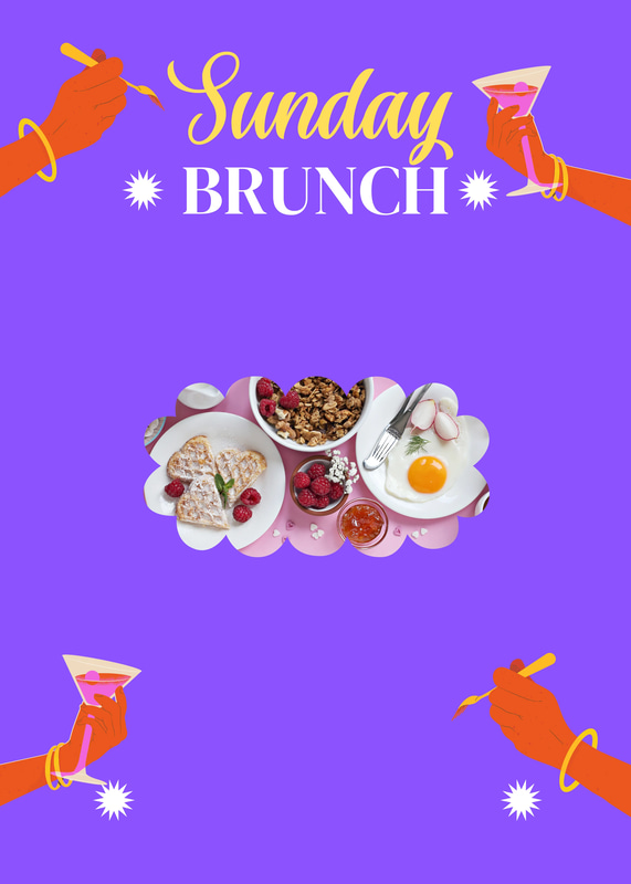 Modern Vibe Sunday Brunch Invitation - Contemporary Food Card Template for Stylish Events and Social Gatherings