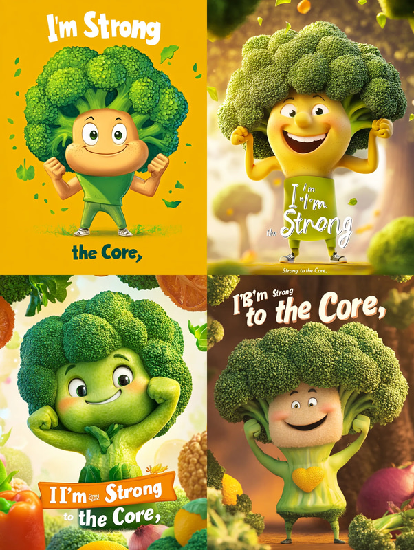 Smiling Broccoli Character - Whimsical Wall Art - Playful and Cheerful Decor for Lighthearted Spaces and Families