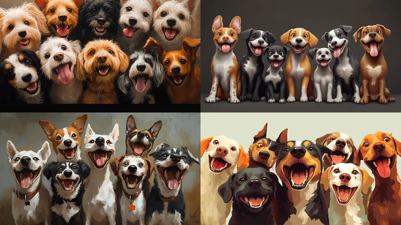 Goofy Dogs in Funny Outfits - Comedic Wall Art for Playful Spaces and Cheerful Home Decor