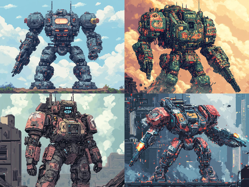 Sci-Fi Mech Suit Pixel Art - Retro Pixel Art Vehicles for Game Developers and Creative Projects