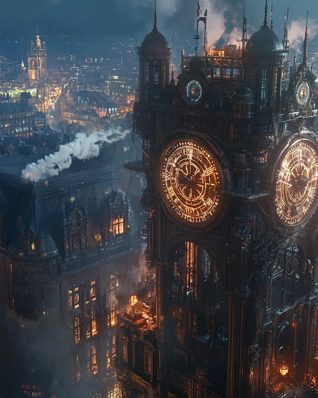 Chronos Spire Masterwork Timekeeper - Steampunk Fantasy Art for Immersive Storytelling and Creative Projects