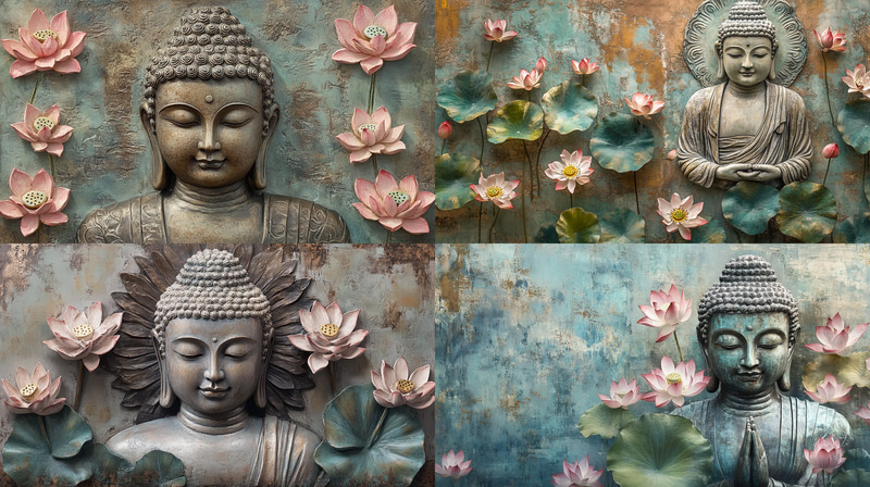 Serene Buddha Statue - Peaceful Figurative Wall Art for Tranquil Spaces and Mindful Interiors