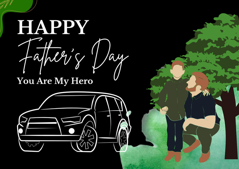 Modern Green Happy Father's Day Greeting - Stylish Contemporary Card Design for Celebrating Dad with Warmth and Elegance