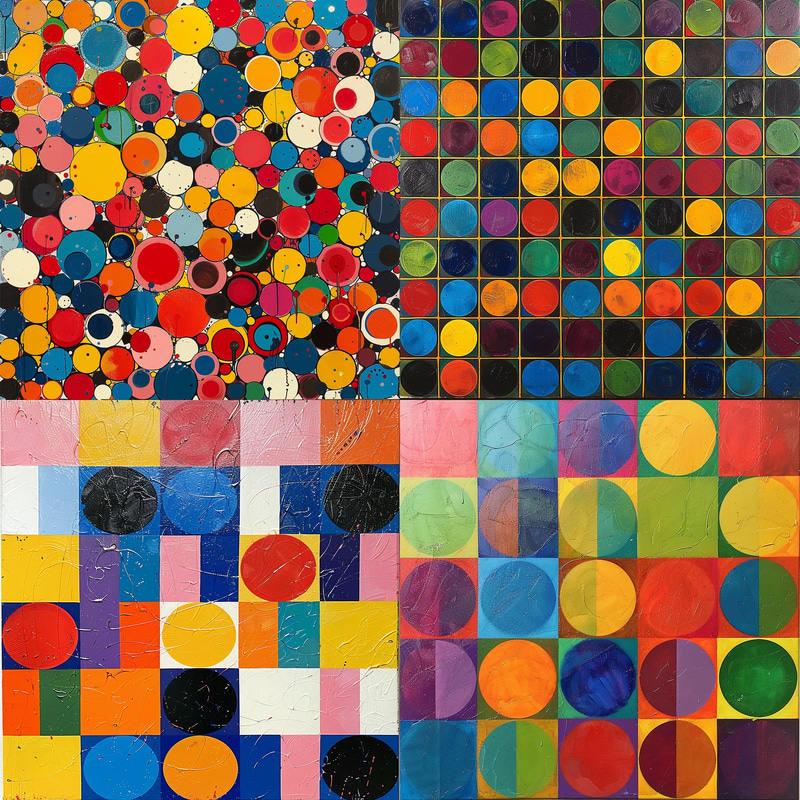 Geometric Abstract Varied Circle Grid - Contemporary Geometric Abstraction Art for Creative Interiors and Prints