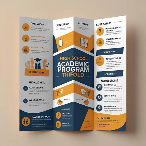 High School Academic Program Trifold - PSD - Editable Educational Brochure Template for Schools and Academic Promotions 2025-2026