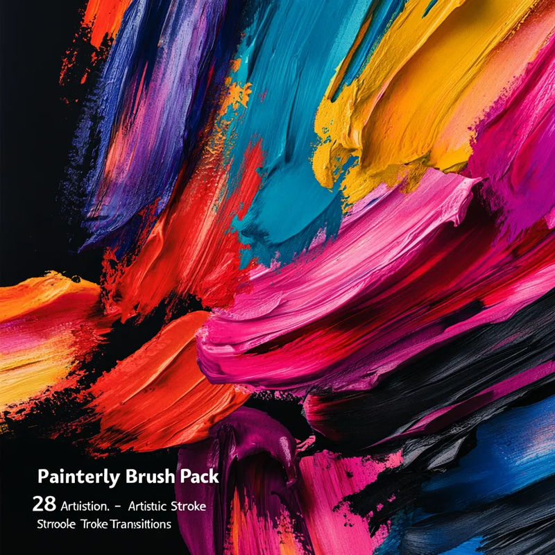 Painterly Brush Pack - 28 Artistic Stroke Transitions - Creative Motion Graphics Transitions for Video Editors and Content Creators