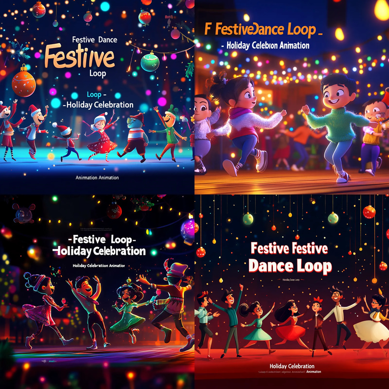 Festive Dance Loop - Holiday Celebration Animation - Cinematic Motion Graphics for Seasonal Video Enhancements