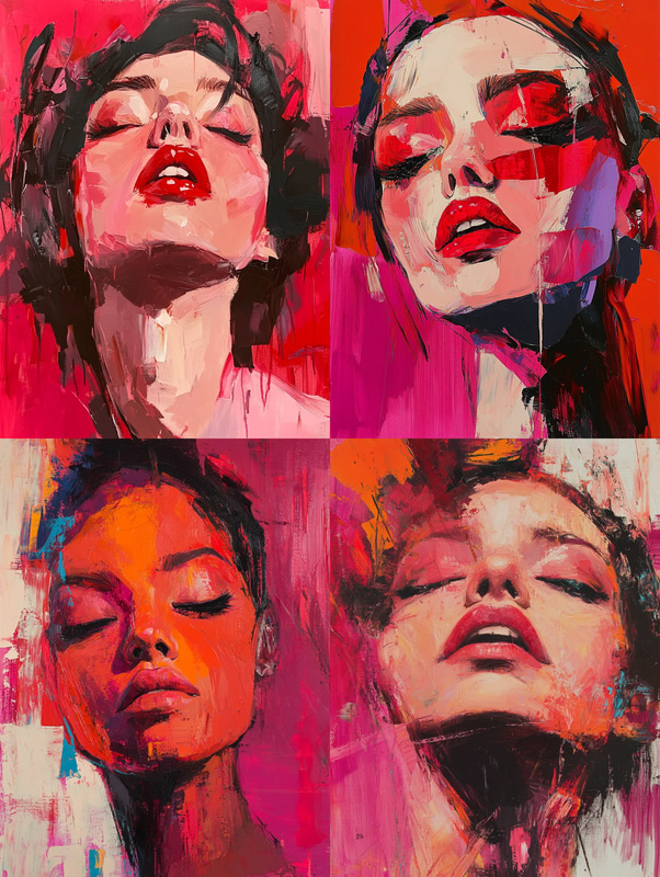 Vibrant Red Expressionistic Portrait of a Woman - Dynamic Expressionistic Portrait Art for Creative Collectors and Interior Decor