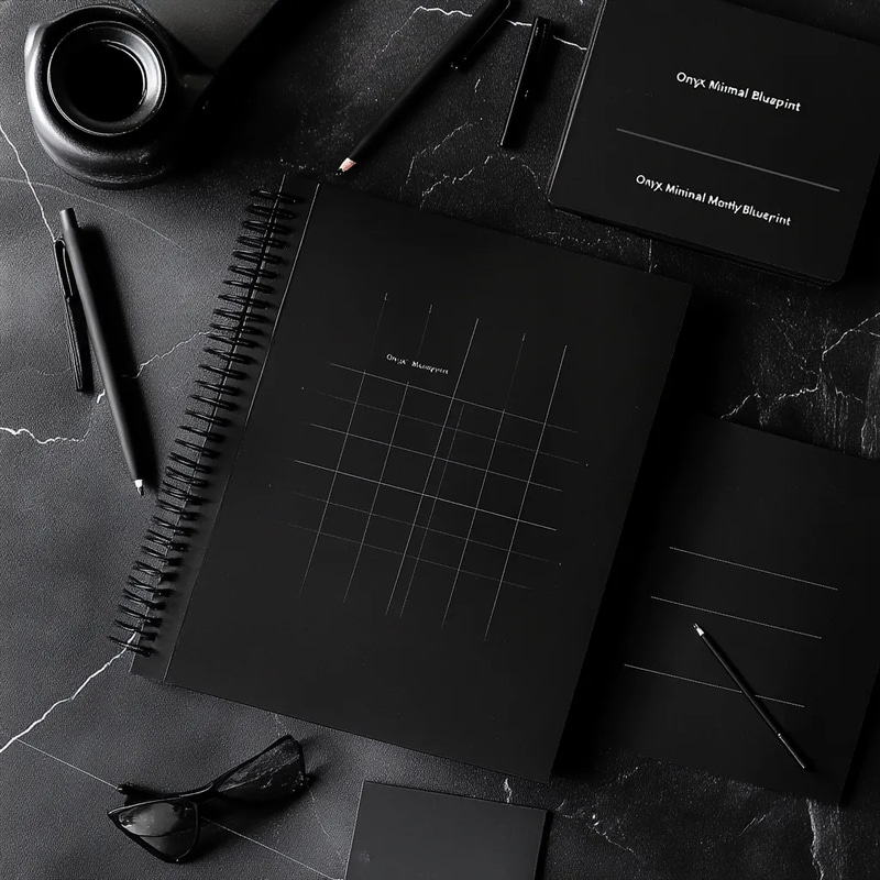 Onyx Minimal Monthly Blueprint - Sleek Planner Template for Efficient Monthly Organization and Productivity